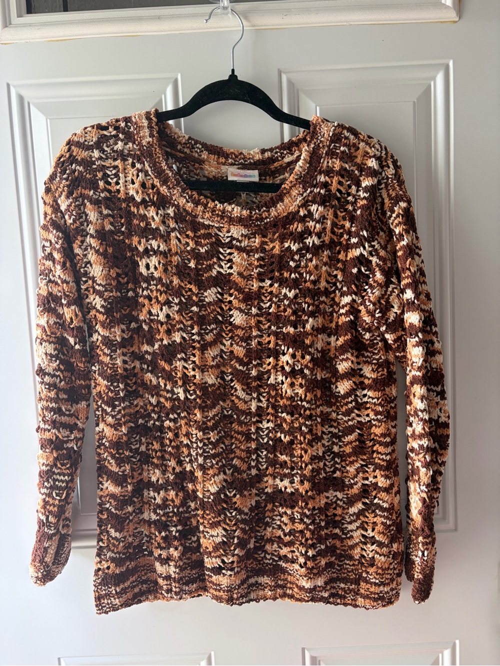 LuLaRoe Women's Small Multicolor Brown/Tan Textured Knit Sweater